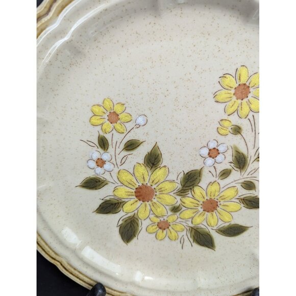 Crown Manor Handpainted Stoneware Spring Daisy 10 1/2" Dinner Plate Set of 2 - Picture 4 of 7